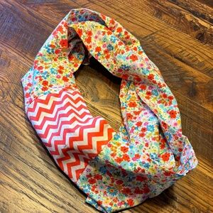Cheerful Floral & Chevron Infinity Scarf - handmade - like new!